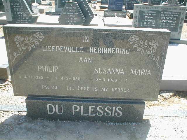 PLESSIS Philip, du -1988 &amp; Susanna Maria 1926-