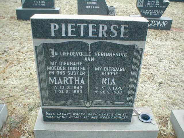PIETERSE Martha 1943-1983 &amp; Ria 1970-1983