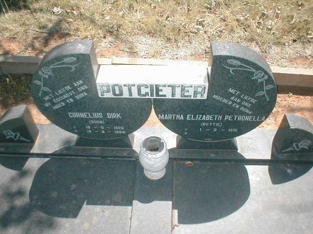 POTGIETER Cornelius Dirk 1928-1984 &amp; Martha Elizabeth Petronella 1931-