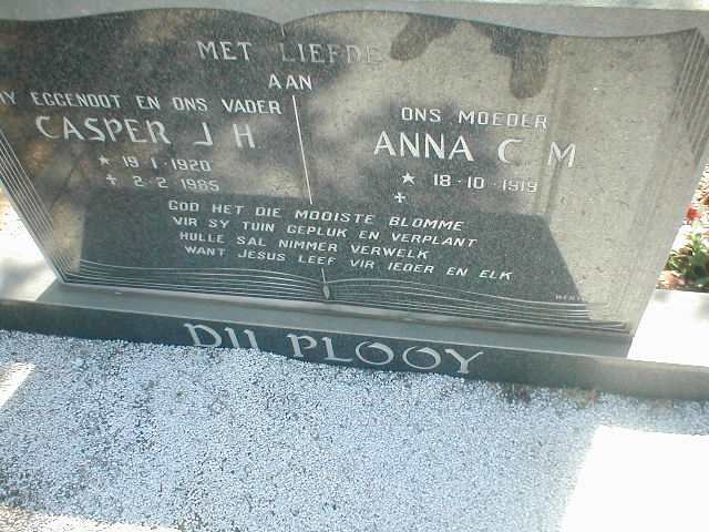 PLOOY Casper J.H., du 1920-1985 &amp; Anna C.M. 1919-