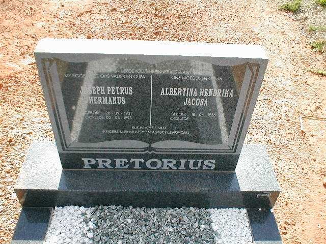 PRETORIUS Joseph Petrus Hermanus 1931-1993 &amp; Albertina Hendrika Jacoba 1935-