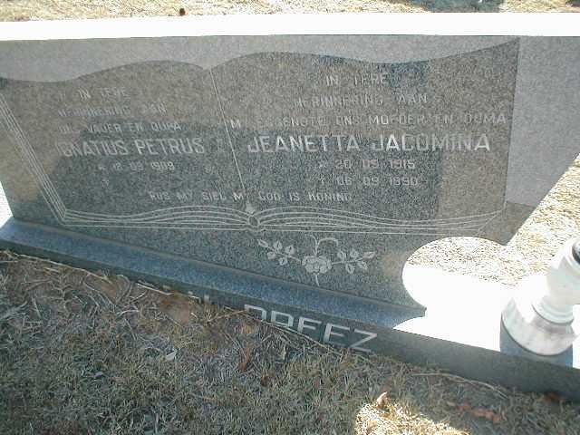 PREEZ Ignatius Petrus, du 1909 - &amp; Jeanetta Jacomina 1915-1990