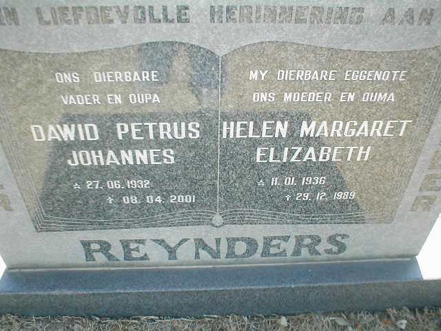 REYNDERS Dawid Petrus Johannes 1932-2001 &amp; Helen Margaret Elizabeth 1936-1989