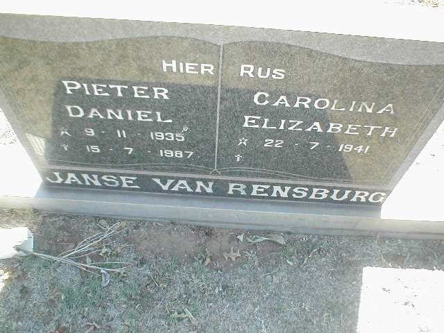 RENSBURG Pieter Daniel, Janse van 1935 - 1987 &amp; Carolina Elizabeth 1941 -