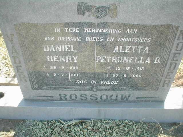ROSSOUW Daniël Henry 1918-1986 &amp; Aletta Petronella B. 1918-1988