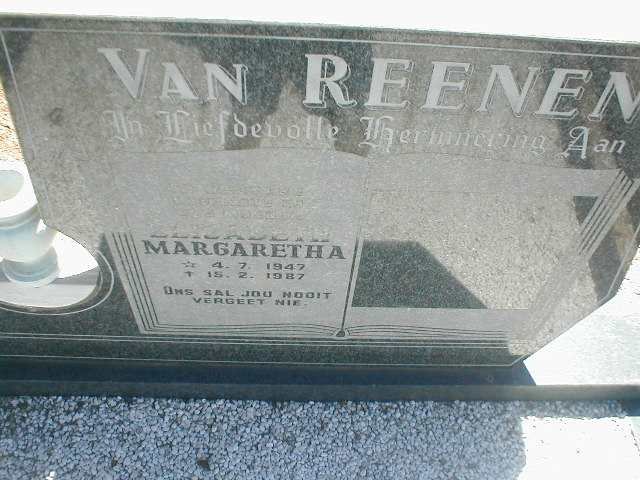 REENEN Elizabeth Margaretha, van 1947-1987