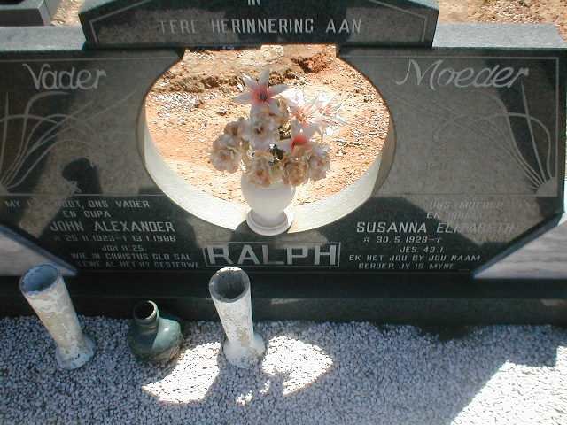 RALPH John Alexander 1923-1986 &amp; Susanna Elizabeth 1928-