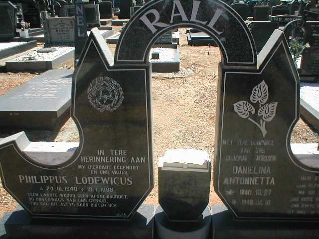 RALL Philippus Lodewicus 1940-1988 &amp; Danielina Antonnetta 1940-