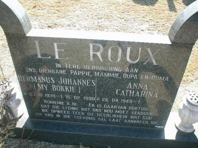 ROUX Hermanus Johannes, le 1939-1990 &amp; Anna Catharina 1940-