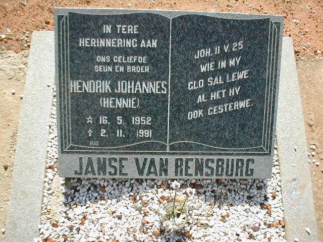 RENSBERG Hendrik Johannes, Janse van 1952-1991