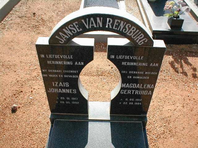 RENSBURG Izais Johannes, Jansen van 1917-1992 &amp; Magdalena Gertuida 1912-1994