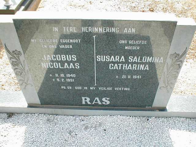 RAS Jacobus Nicolaas 1940-1991 &amp; Susara Salomina Catharina 1941-