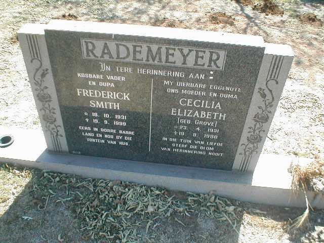 RADEMEYER Frederick Smith 1931-1999 &amp; Cecilia Elizabeth GROVÉ 1931-1986