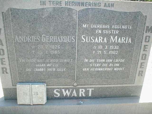 SWART Andries Gerhardus 1926-1985 &amp; Susara Maria 1938-1982
