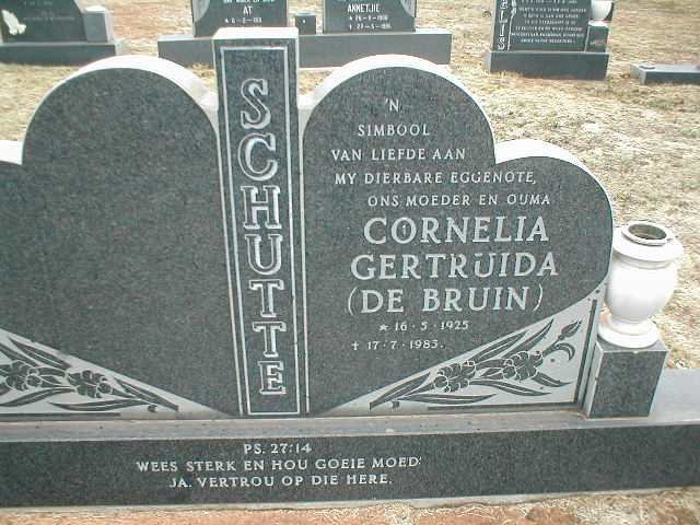 SCHUTTE Cornelia Getruida geb. DE BRUIN 1925-1983