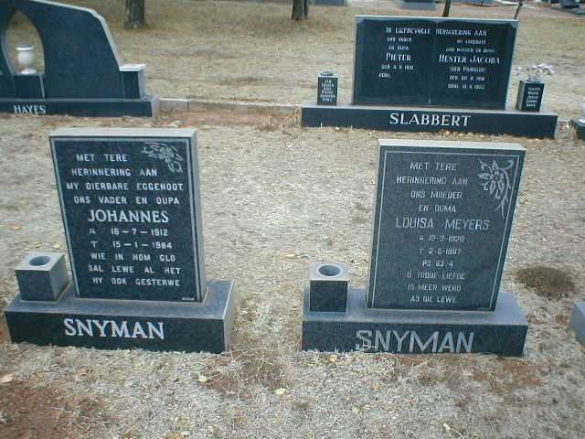 SNYMAN Johannes 1912-1984 &amp; Louisa Meyers 1920-1987