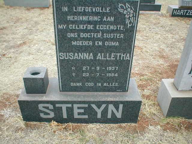STEYN Susanna Alletha 1937-1984