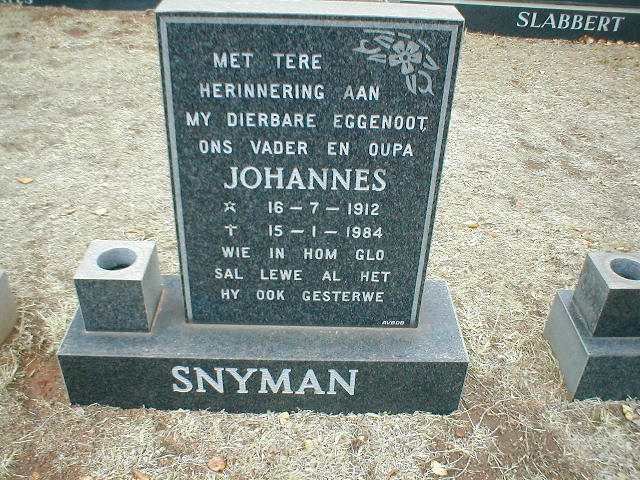 SNYMAN Johannes 1912-1984
