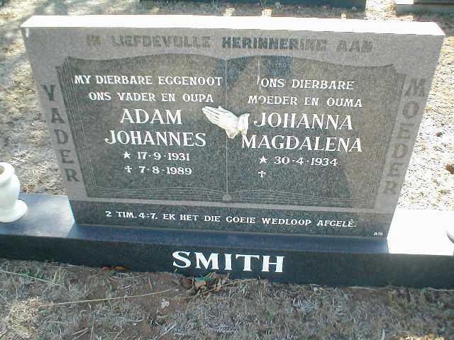 SMITH Adam Johannes 1931-1989 &amp; Johanna Magdalena 1934-