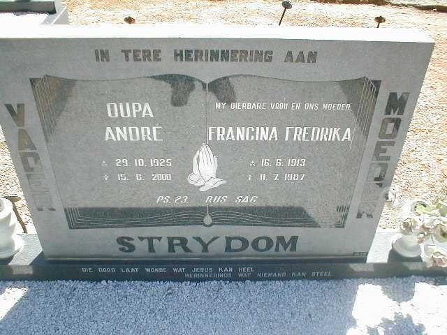 STRYDOM Andre 1925-2000 &amp; Francina Frederika 1913-1987