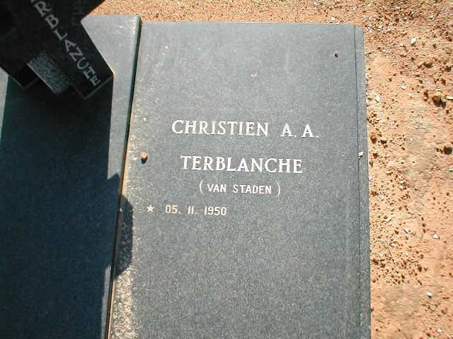 TERBLANCHE Christien A.A. geb. VAN STADEN 1950-