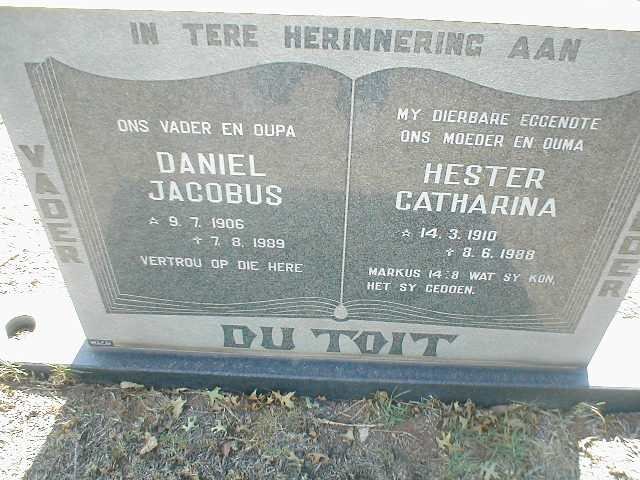 TOIT Daniel Jacobus, du 1906 - 1989 &amp; Hester Catharina 1910 - 1988
