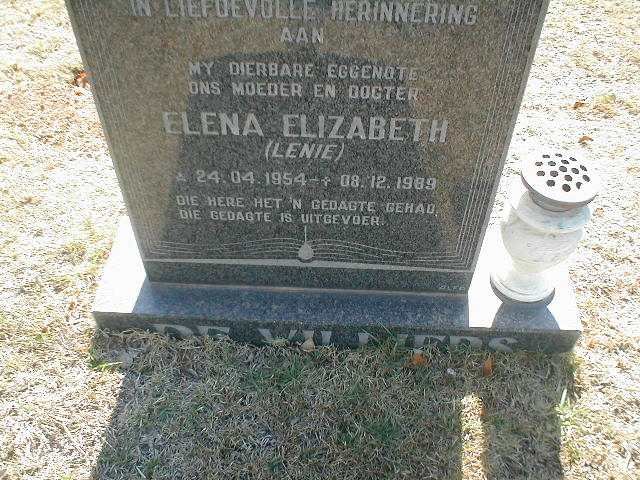 VILLIERS Elena Elizabeth, de 1954-1989