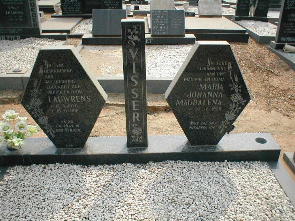 VISSER Lauwrens 1920-1981 &amp; Maria Johanna Magdalena 1925-