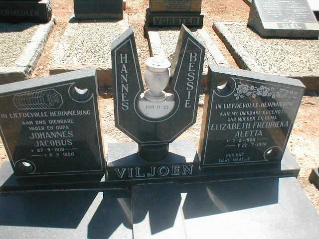 VILJOEN Johannes Jacobus 1918-1998 &amp; Elizabeth Fredrieka Aletta 1925-1986