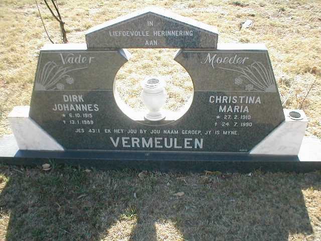 VERMEULEN Dirk Johannes 1915-1989 &amp; Christina Maria 1910-1990