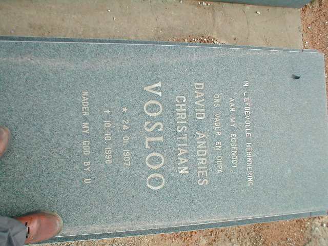 VOSLOO David Andries Christiaan 1907-1990
