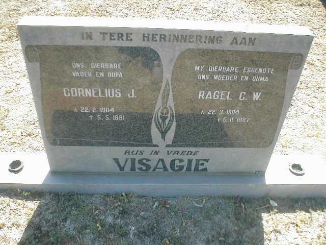 VISAGIE Cornelius J 1904 - 1991 &amp; Ragel CW 1904 - 1987