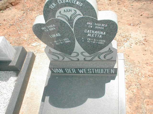 WESTHUIZEN Lukas , van der 1924-1985 &amp; Catharina Aletta 1928-1985