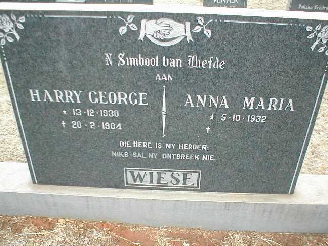 WIESE Harry George 1930-1984 &amp; Anna Maria 1932