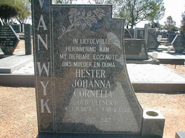 WYK Hester Johanna Cornelia, van, geb. PELSER 1923-1988