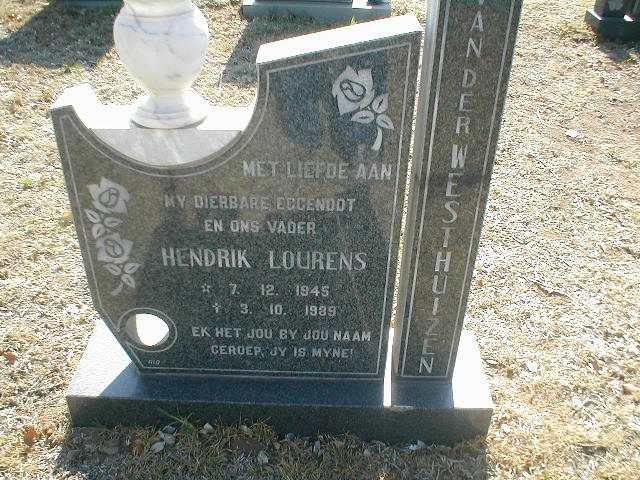 WESTHUIZEN Hendrik Lourens, van der 1945-1989