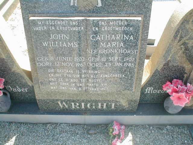 WRIGHT John Williams 1902-1963 &amp; Catharina Maria BRONKHORST 1907-1988