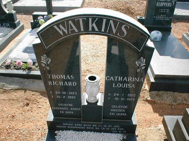 WATKINS Thomas Richard 1923-1992 &amp; Catharina Louisa 1922-1994