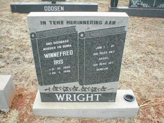 WRIGHT Winnefred Iris 1920-1996
