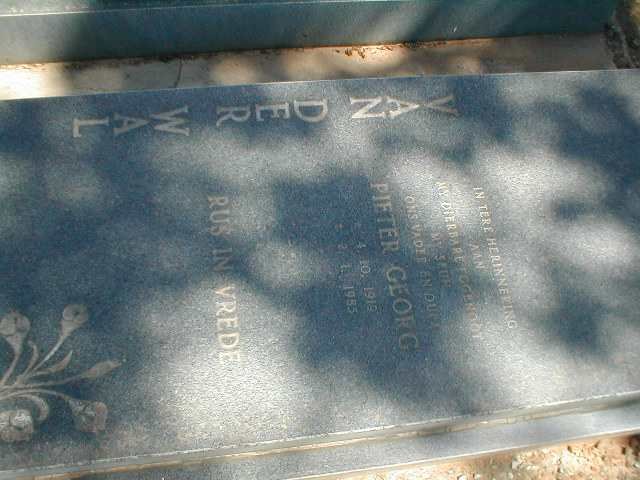 WAL Pieter Georg, van der 1919-1985