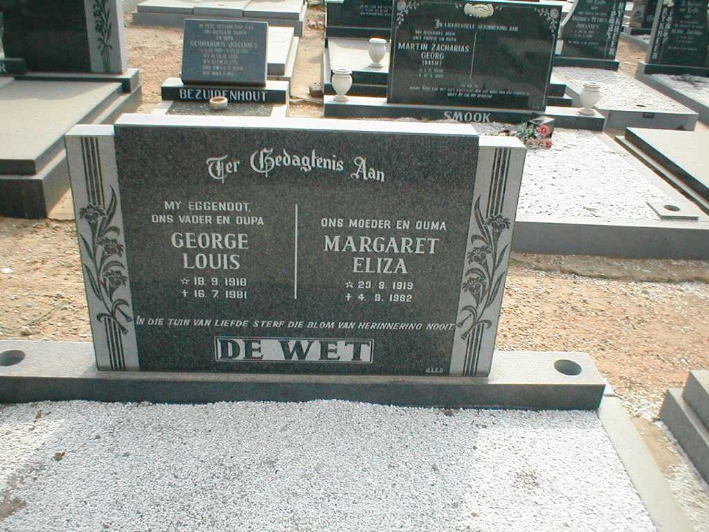 WET George Louis, de 1918-1981 &amp; Margaret Eliza 1919-1982