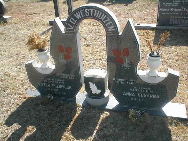 WESTHUIZEN Pieter Frederick, van der 1927-1989 &amp; Anna Susanna 1933-