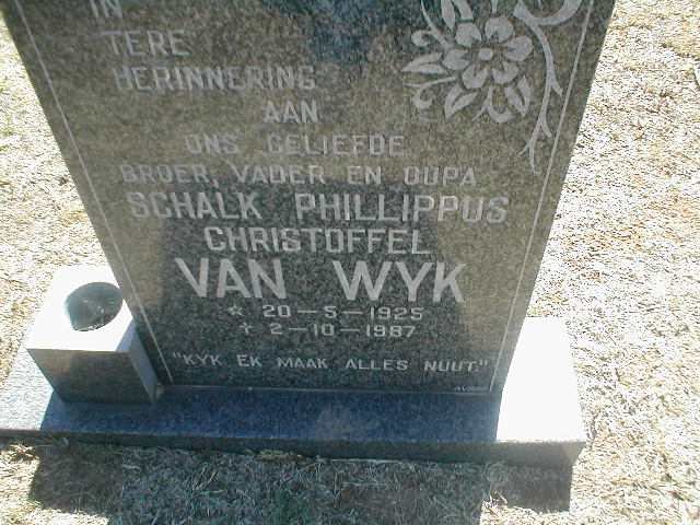 WYK Schalk Phillippus Christoffel, van 1925-1987