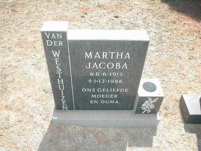 WESTHUIZEN Martha Jacoba, van der 1915-1986