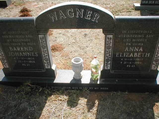 WAGNER Barend Johannes 1904-1988 &amp; Anna Elizabeth 1903-1994