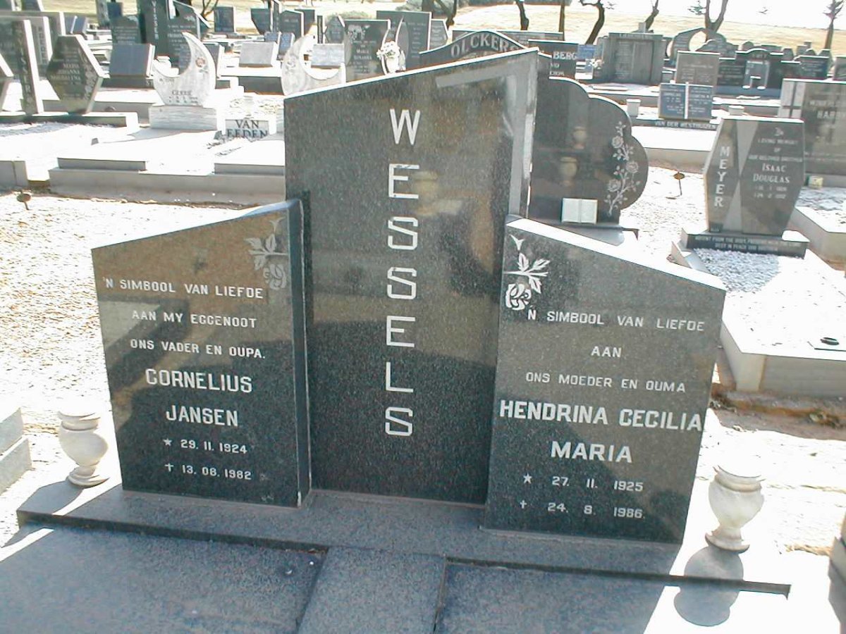 WESSELS Cornelius Jansen 1924-1982 &amp; Hendrina Cecilia Maria OTTO 1925-1986