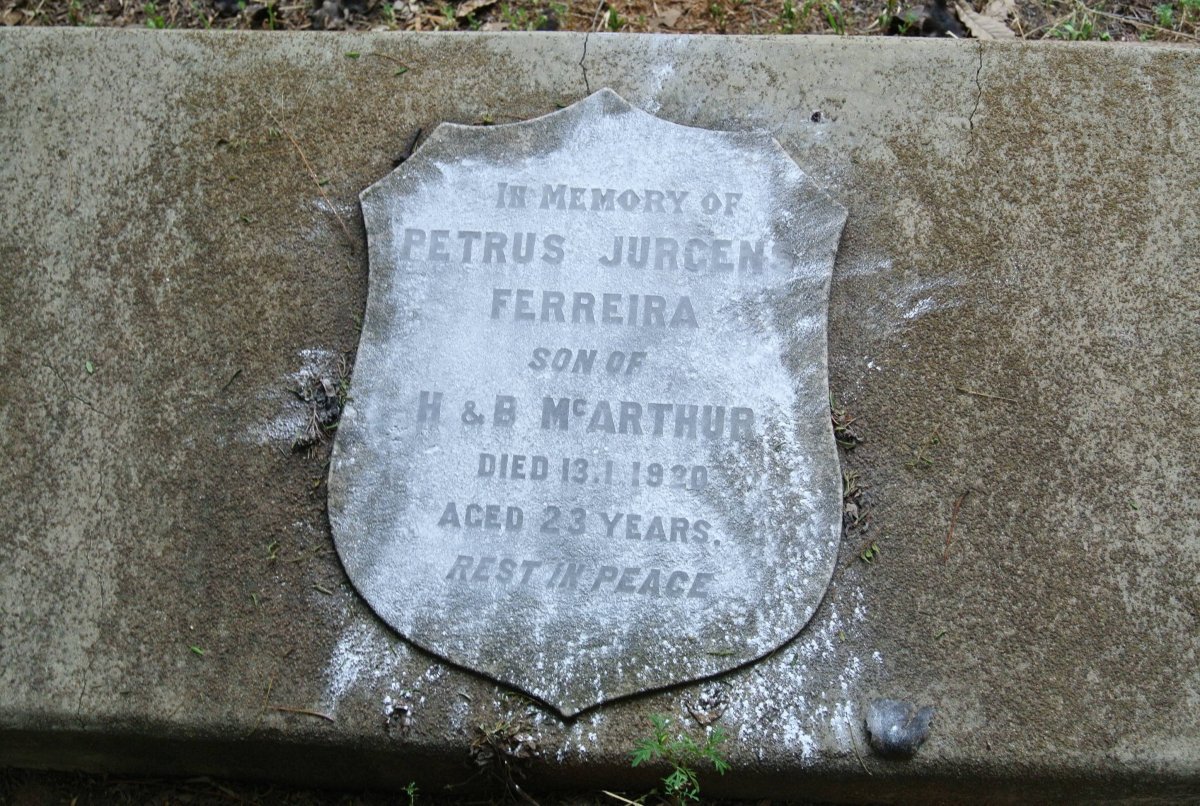 McARTHUR Petrus Jurgen Ferreira -1920