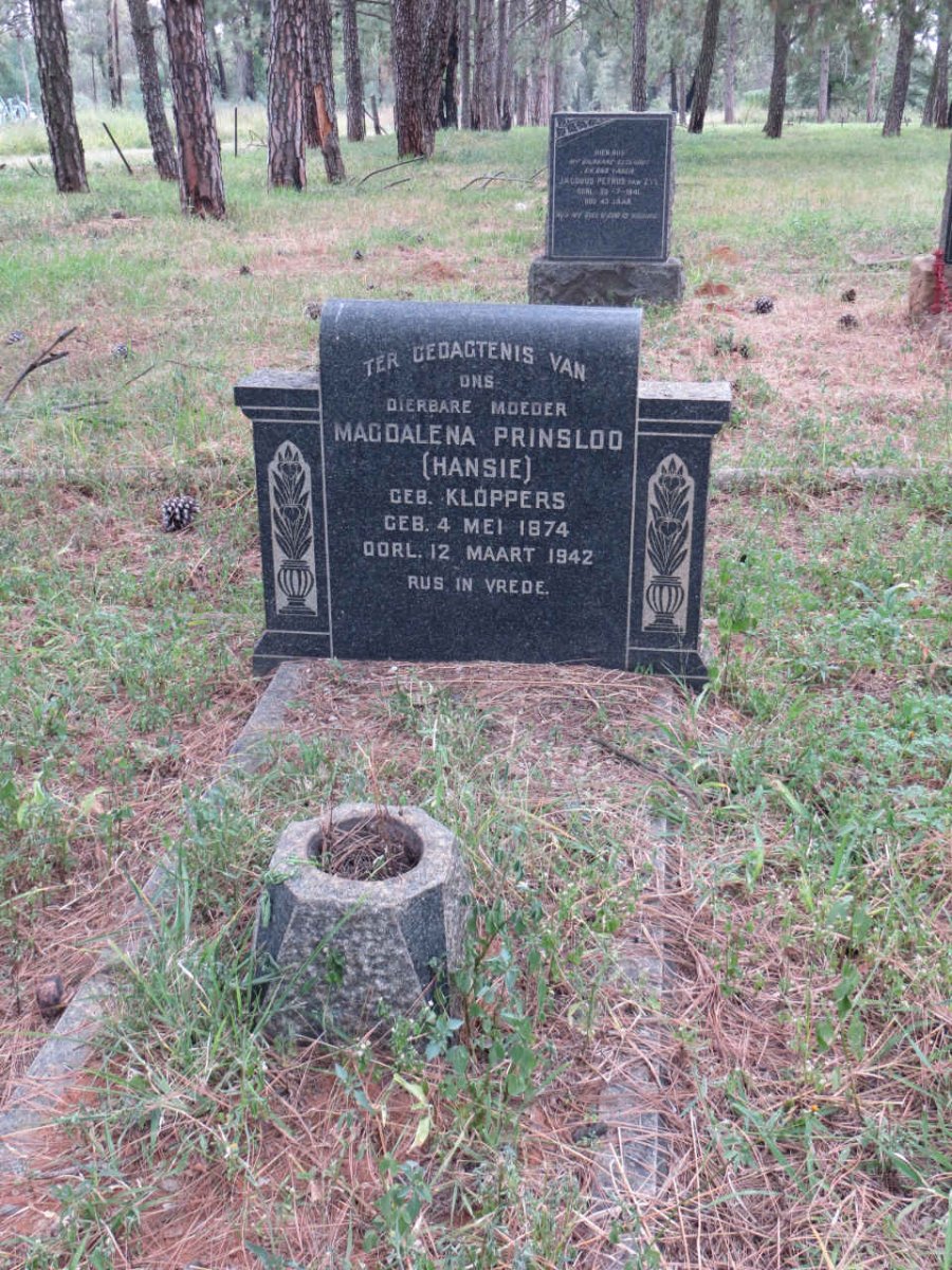PRINSLOO Magdalena nee KLOPPERS 1874-1942