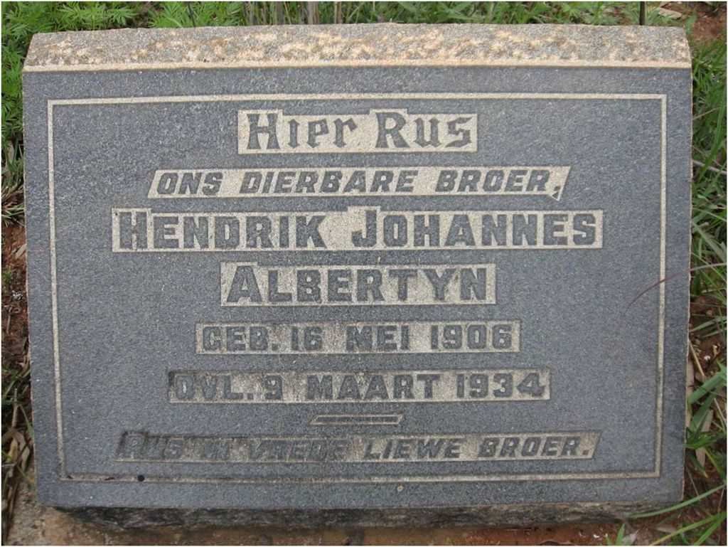 ALBERTYN Hendrik Johannes 1906-1934