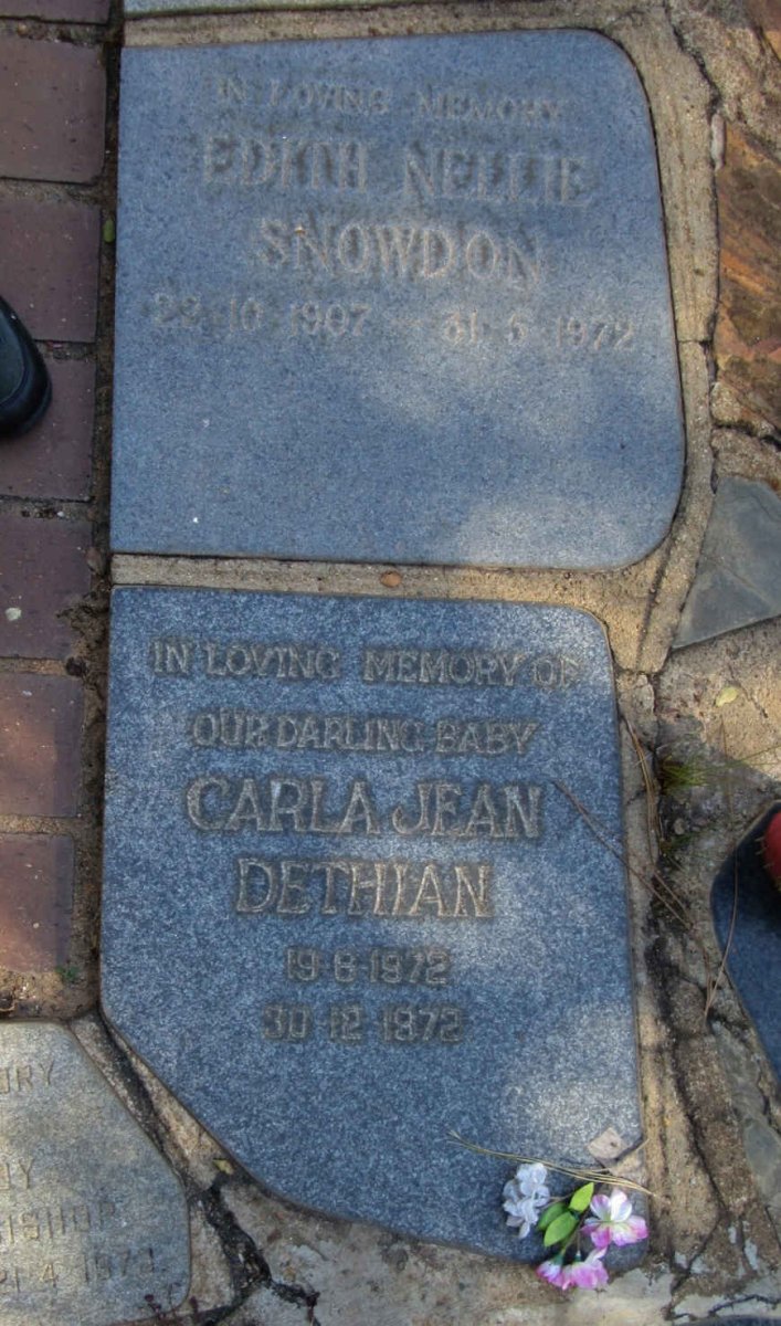 SNOWDON Edith Nellie 1907-1972 :: DETHIAN Carla Jean 1972-1972_2
